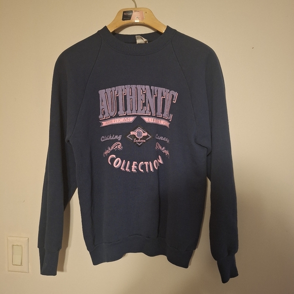VTG IOU Blue Lg Sweatshirt Puffy Graphic 80s 90s Crewneck Unisex - Picture 1 of 4
